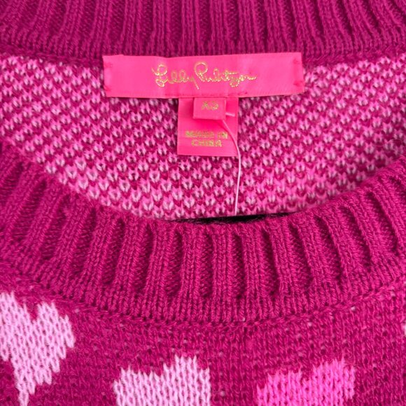 Lilly Pulitzer Elizabelle Sweater Mulberry Ombre Heart Jacquard Womens Sz XS NEW - Picture 9 of 12